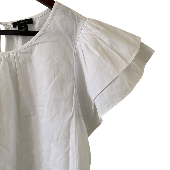 Halogen White Cotton Flutter Sleeve Top Women’s Size XS - Picture 5 of 5
